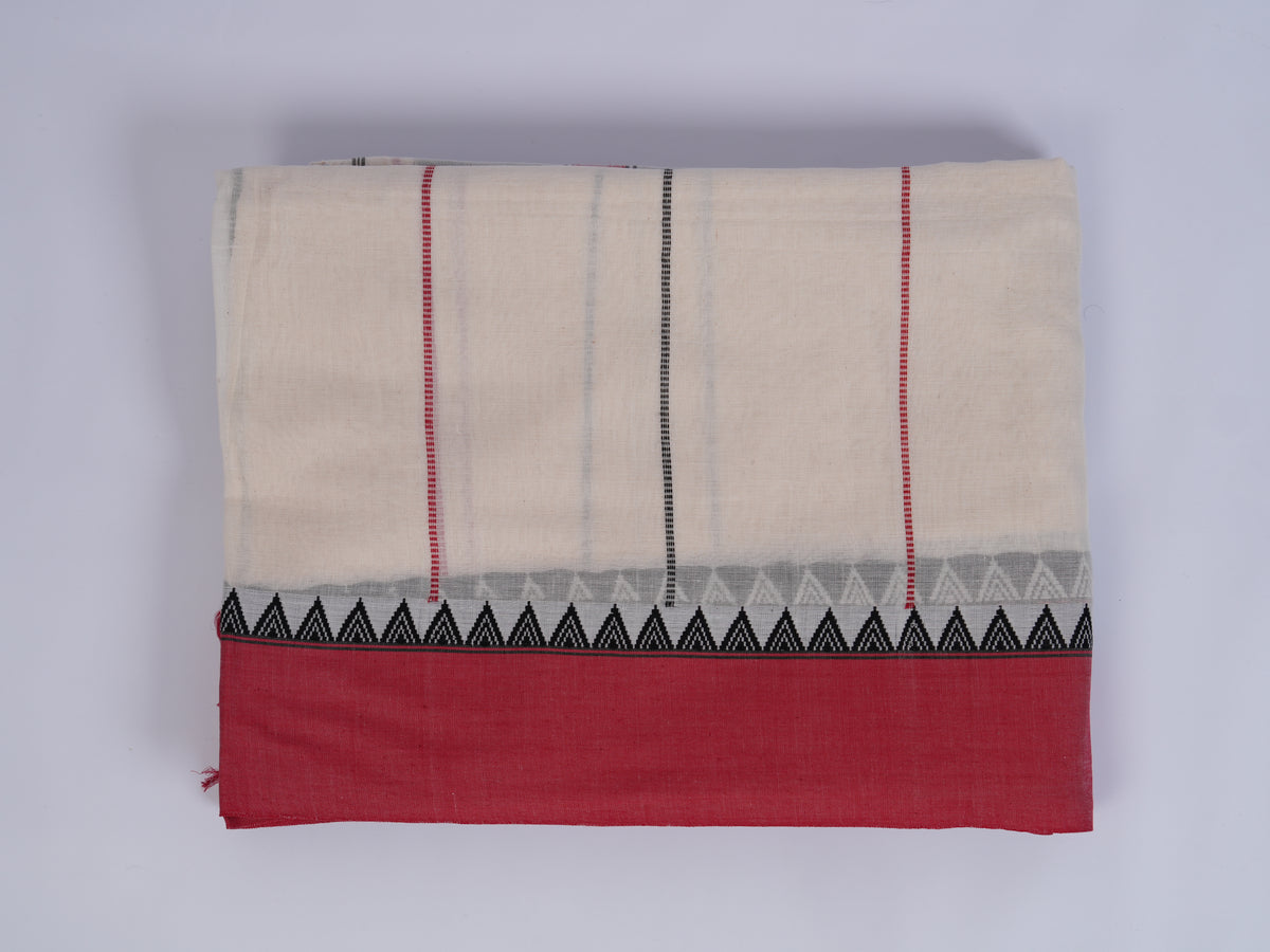 white with red & black vertical stripes