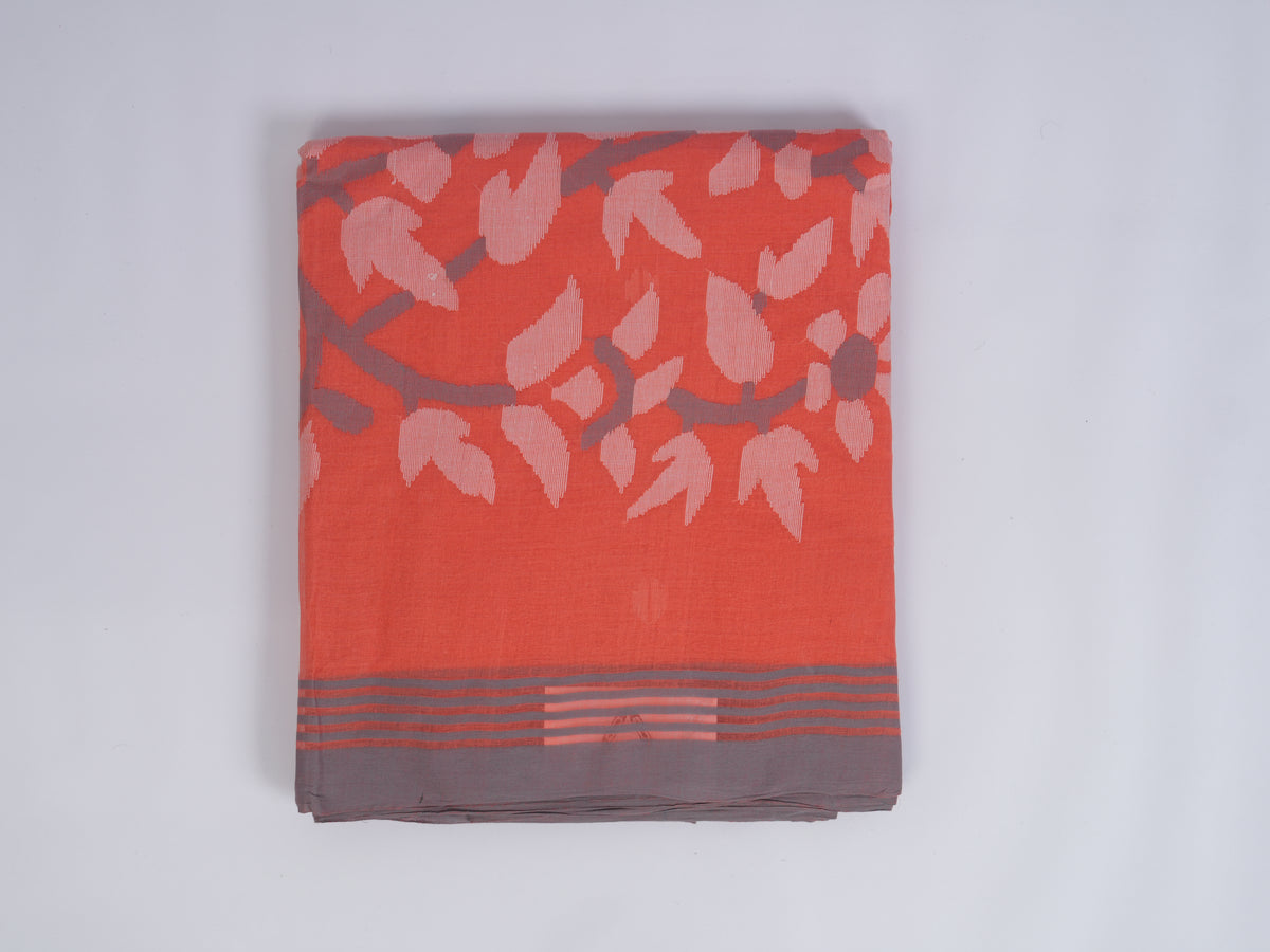 peach Jamdani saree