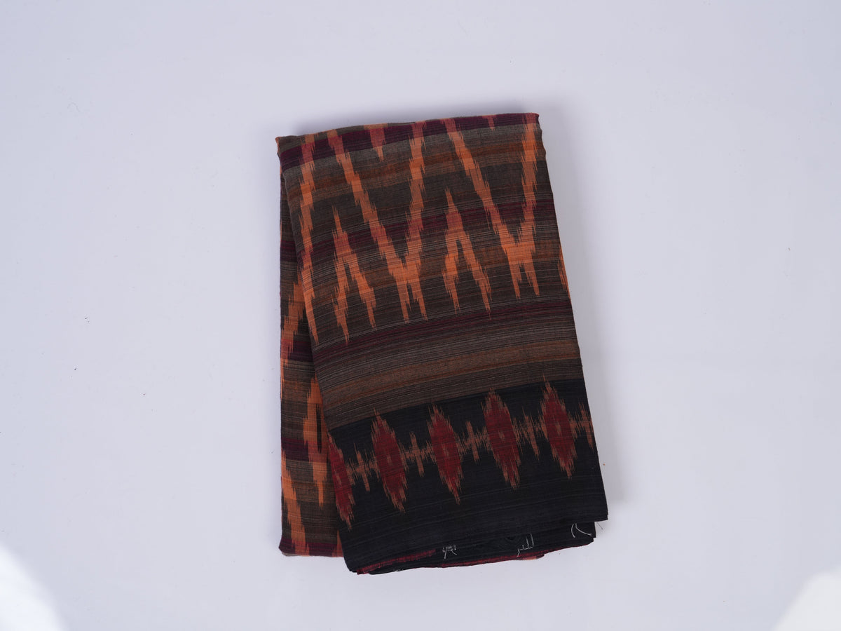 orange & black ikkat saree