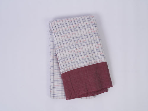 white grid pattern Narayanpet cotton saree
