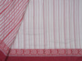 white & red paisley border Baluchari saree