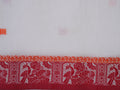 white with red & orange border Baluchari saree
