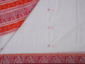 white with red & orange border Baluchari saree