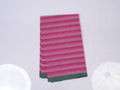 pink, white & green horizontal stripes Bobbili cotton saree