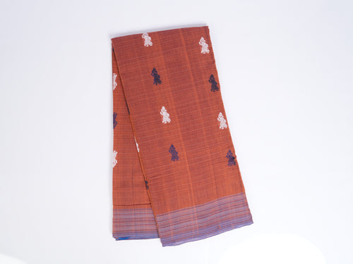 rustic orange Gollabhama cotton saree
