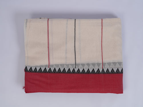 white with red & black vertical stripes