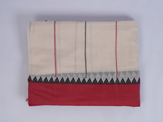 white with red & black vertical stripes