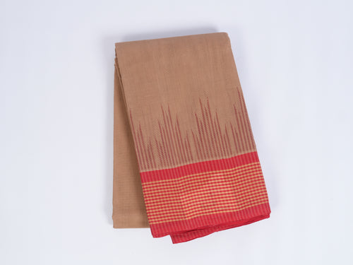Kanchipuram Beige Silk Cotton Saree — South India