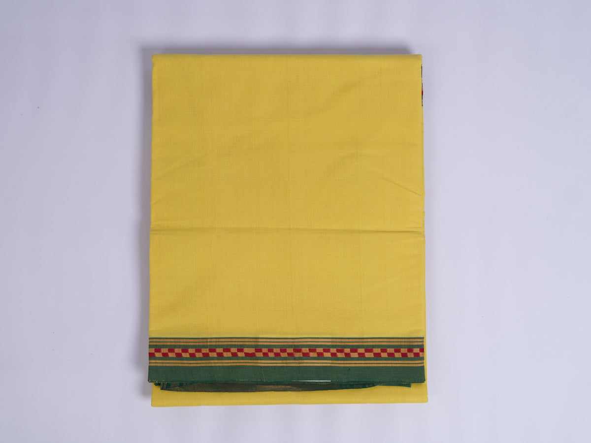 yellow Andhra cotton saree