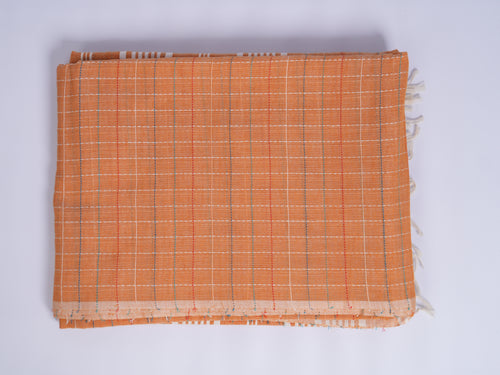 orange with multicolored checks Phulia saree