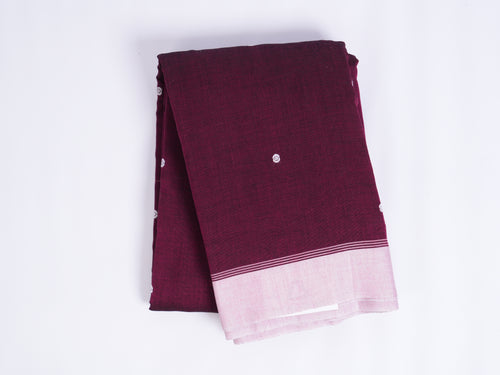 burgundy with light pink border Phulia saree