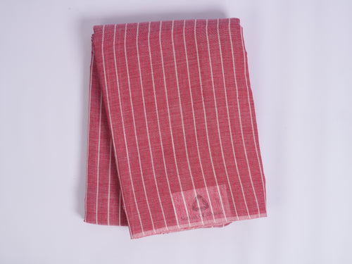 pink and white striped Phulia saree