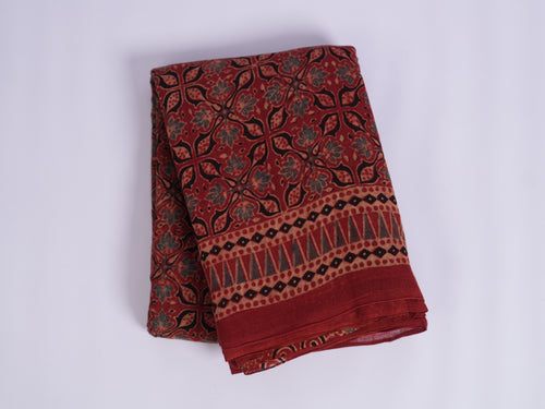 Ajrakh Cotton Saree — Traditional Kutch Craft