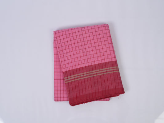 rose pink checked Godavari cotton saree