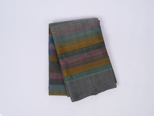 charcoal grey multi color striped Godavari cotton saree