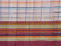 ivory and light peach Narayanpet cotton saree with multicolor horizontal stripes