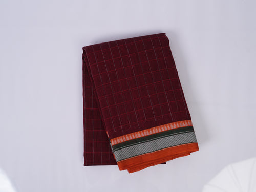 deep maroon Narayanpet cotton saree