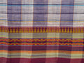 white and purple Narayanpet cotton saree with multicolor horizontal stripes