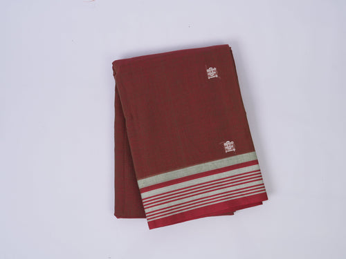 brick brown Phulia saree with striped border