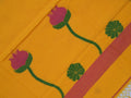 yellow Phulia saree with lotus motifs