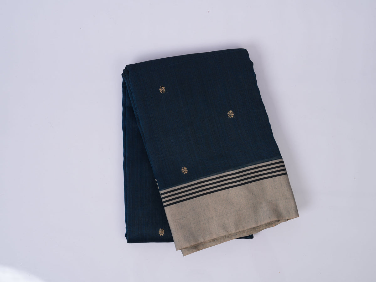 teal blue Phulia cotton saree